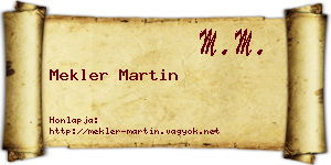 Mekler Martin névjegykártya